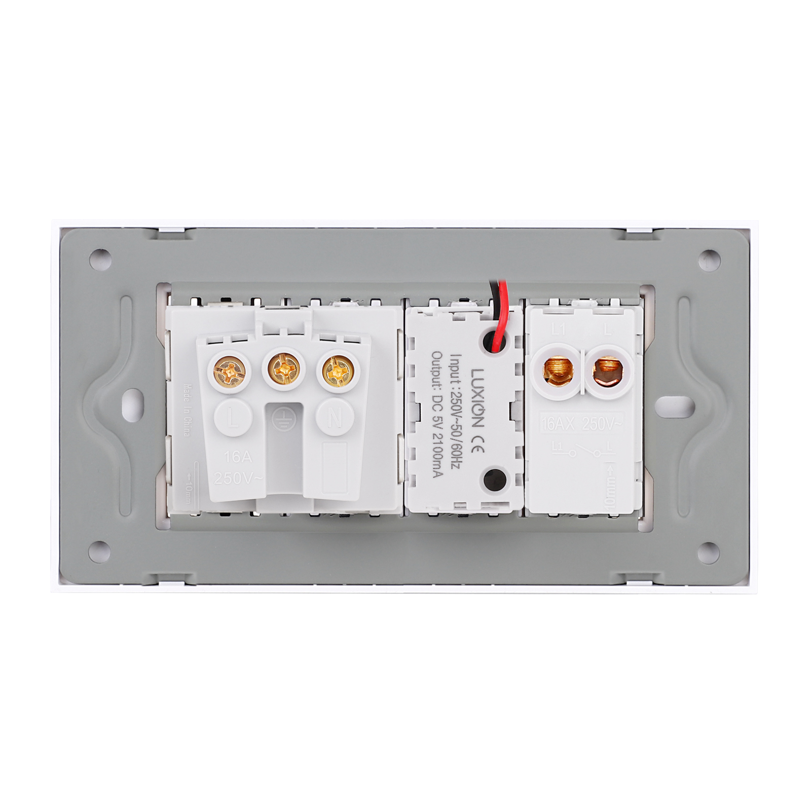 Intrerupator + Priza USB A+C + Schuko cu Rama Sticla LUXION - imagine 4