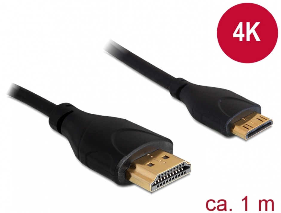Cablu HDMI la mini HDMI 4K 1m, Delock 83132