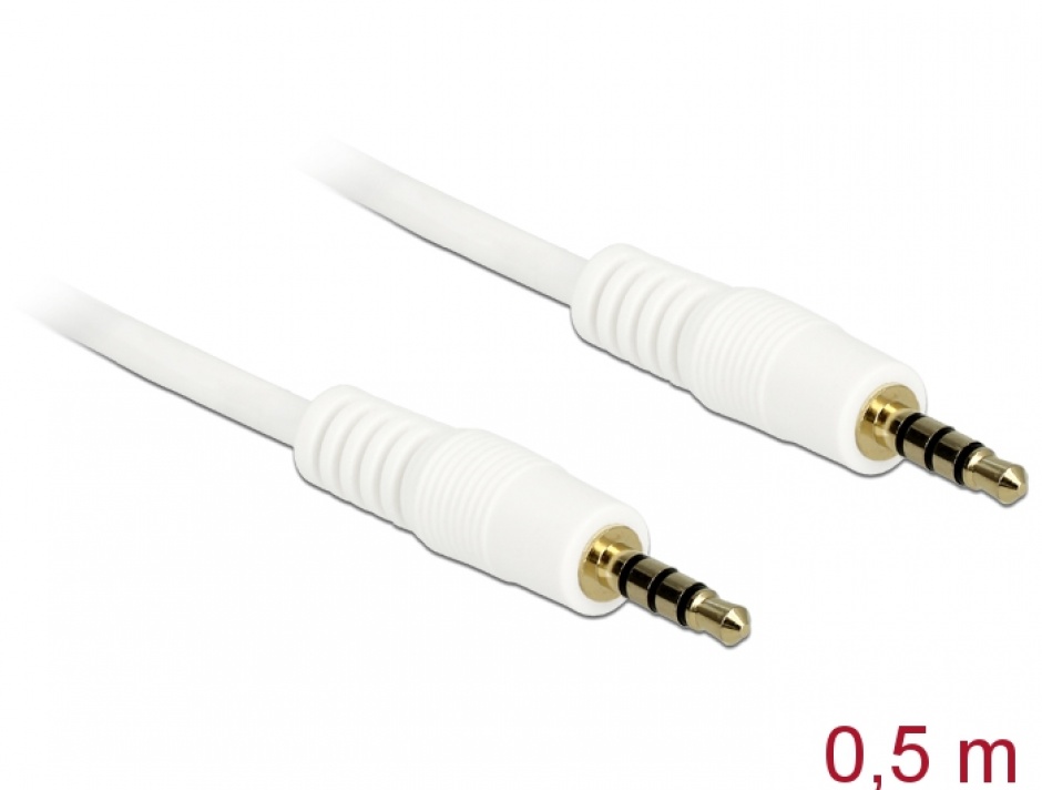 Cablu Audio Jack 3.5mm 4P 0.5m Alb Delock