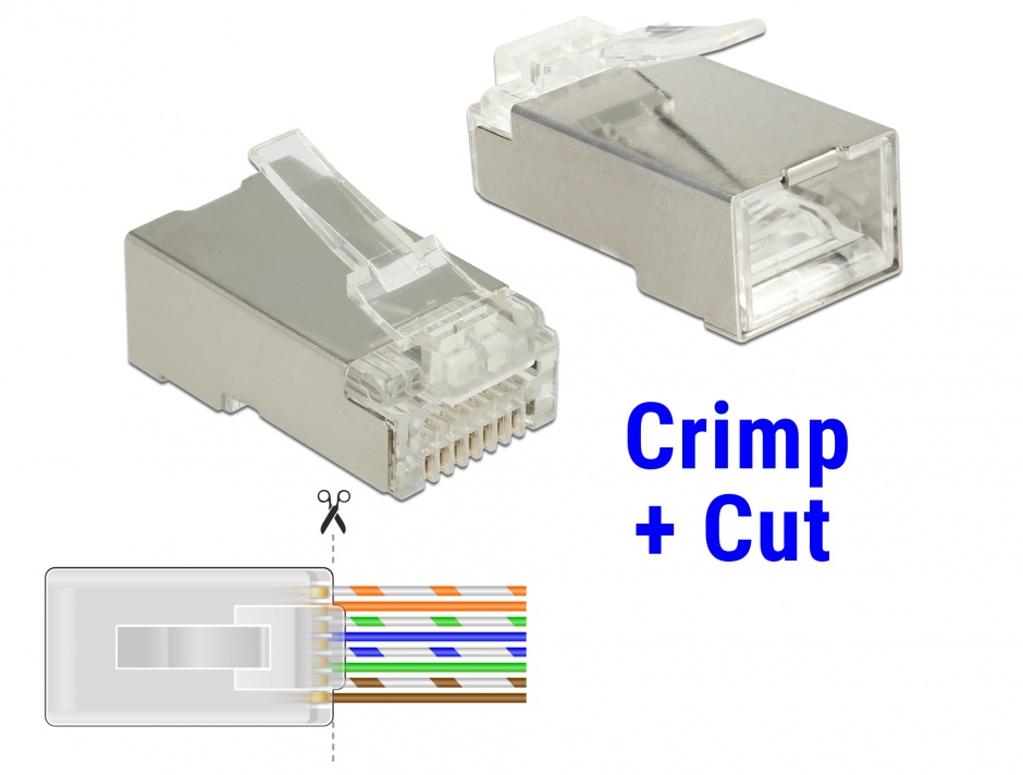 Set 20 mufe RJ45 Cat.6 Delock, Crimp+Cut