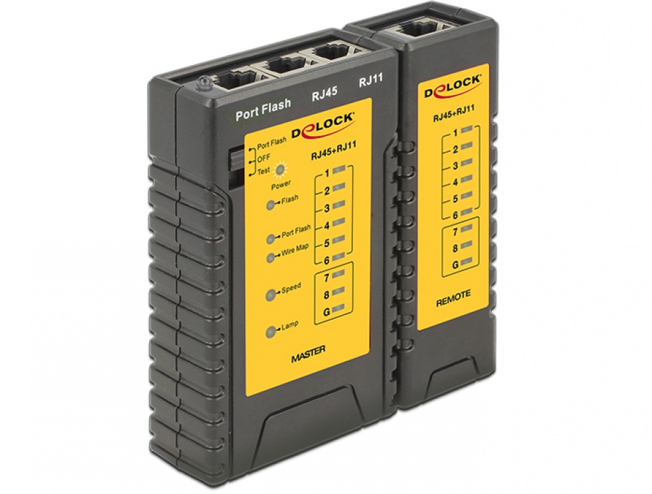 Tester Cablu RJ45/RJ12 Delock cu Portfinder