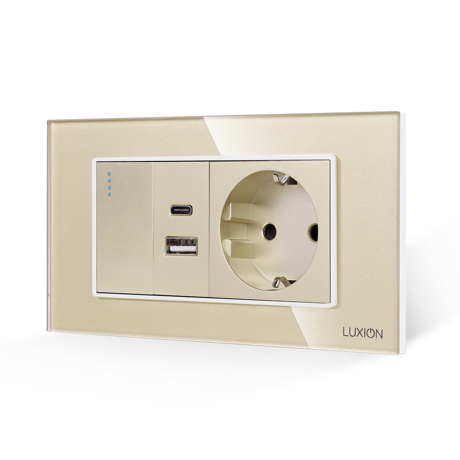Intrerupator + Priza USB A+C + Schuko cu Rama Sticla LUXION - imagine 9