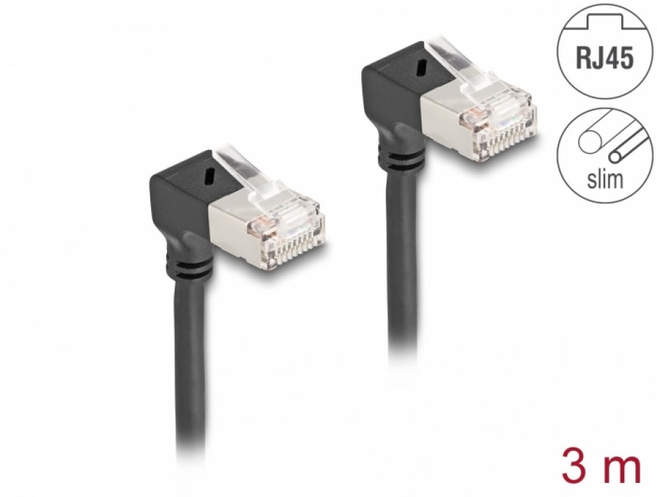 Cablu RJ45 Cat.6A Slim 90° 3m Delock