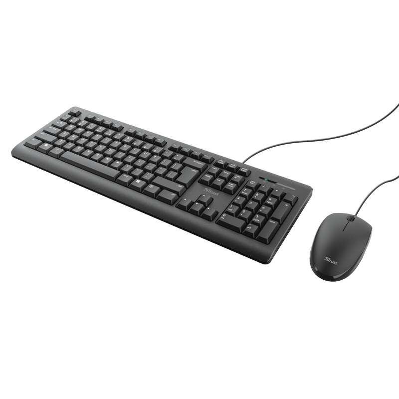 Kit Tastatura + Mouse Trust Primo Wired Negru - Ergonomic
