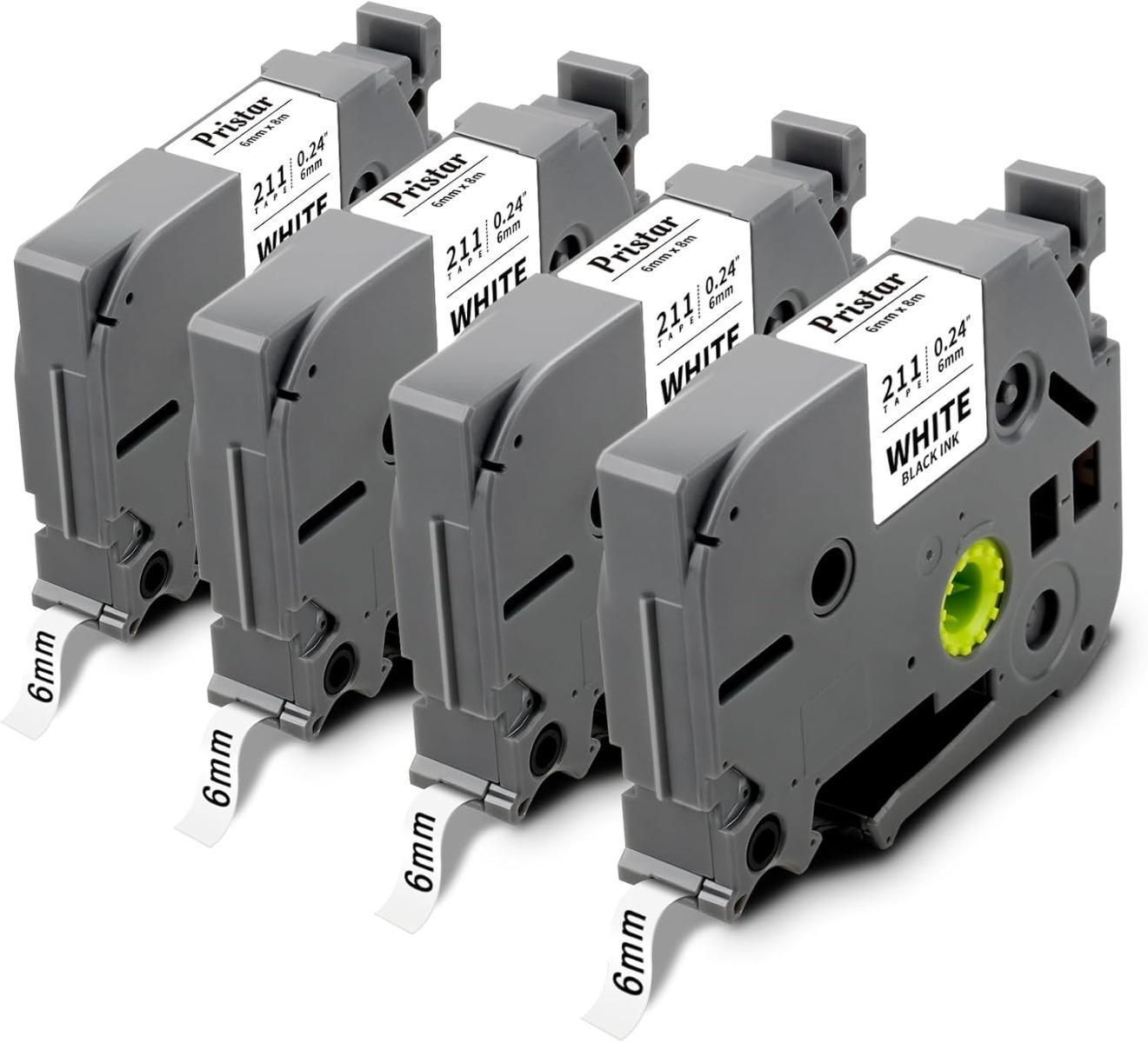 Banda Laminata Brother TZe211 6mm - Etichete Durabile Negru/Alb - imagine 2