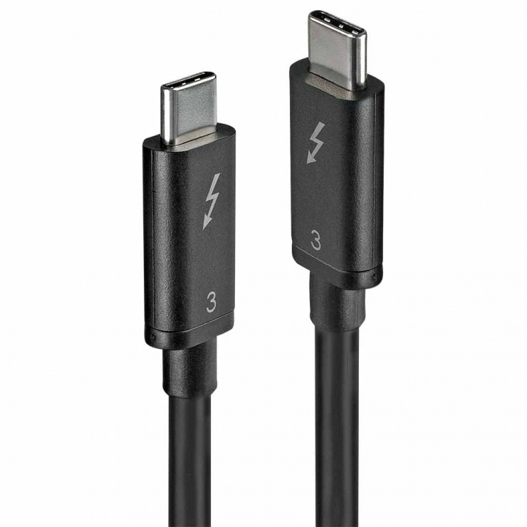 Cablu Thunderbolt 3 40Gbps 0.5m Lindy Negru