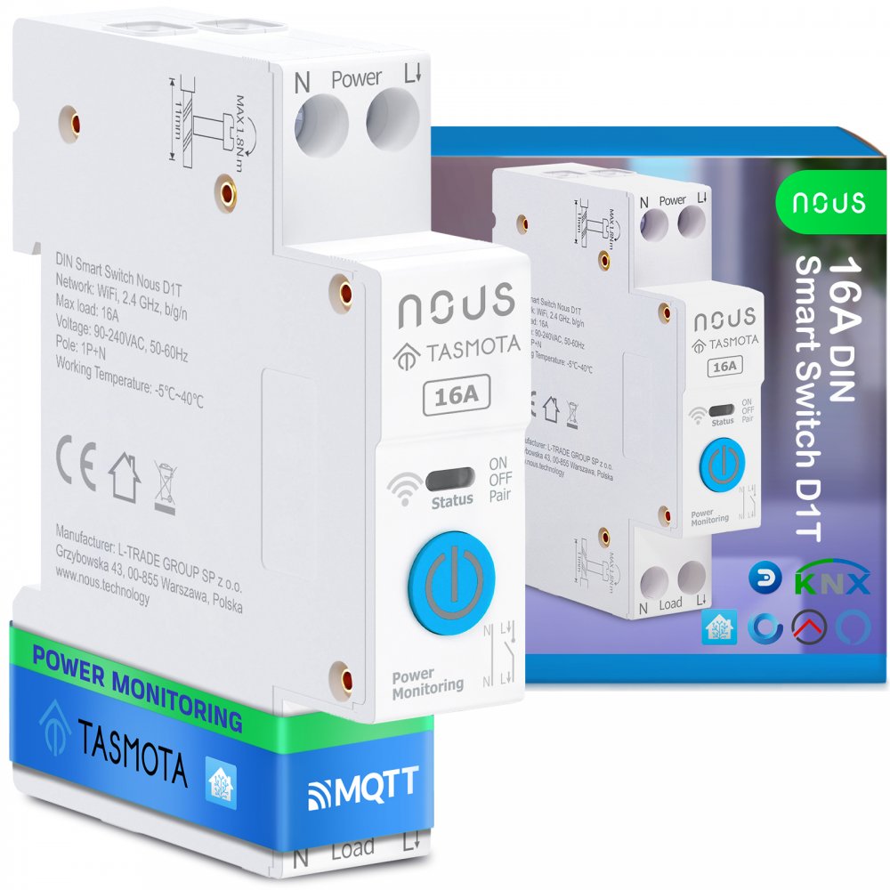 Siguranta inteligenta Nous D1T 16A cu monitorizare energie