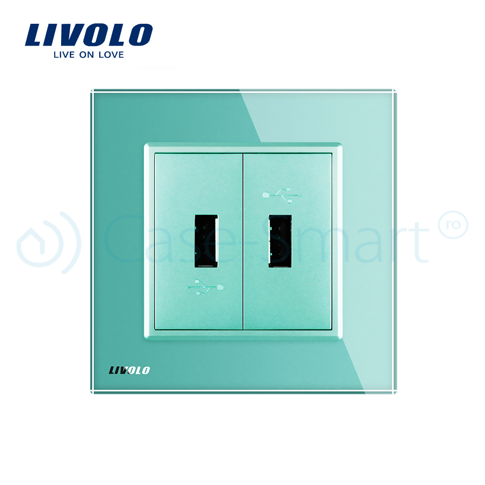 Priza Dubla USB Livolo cu Rama Sticla - imagine 10