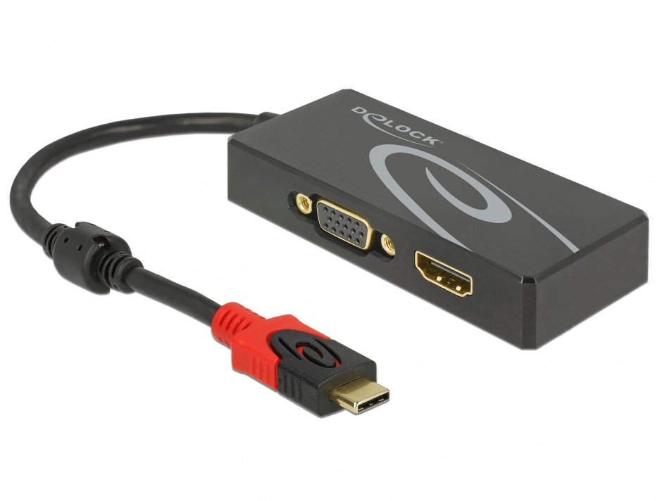 Adaptor USB-C la HDMI+VGA Delock
