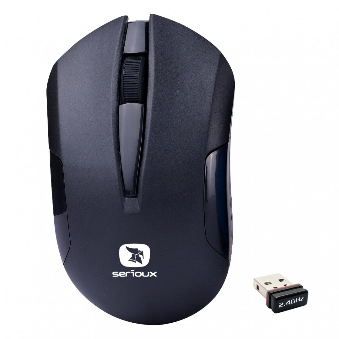 Mouse Wireless Serioux Drago 300, 1000 DPI, Negru - Baterie Inclusă