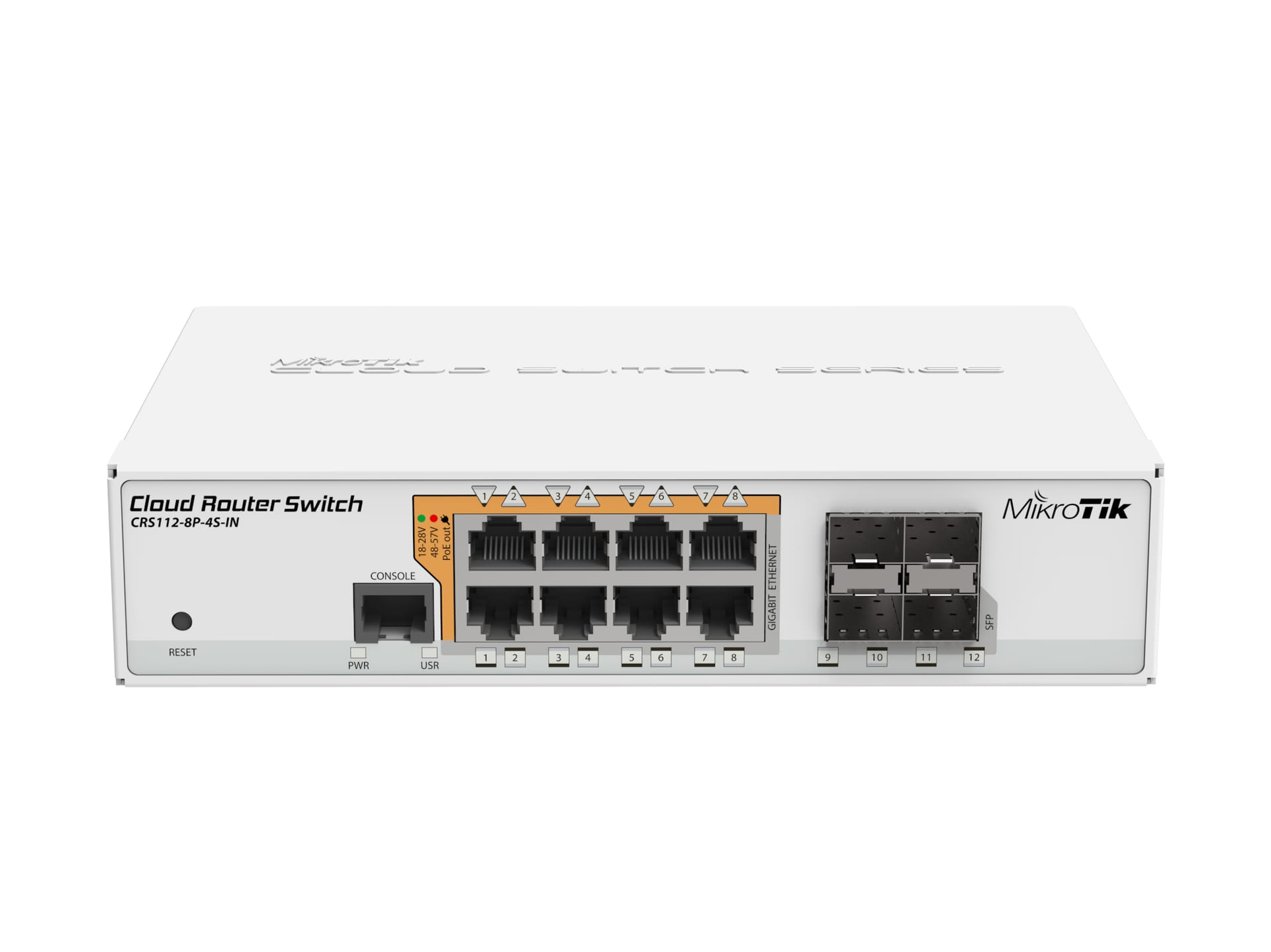 Switch MikroTik CRS112-8P-4S-IN - 8x PoE+ Gigabit, 4x SFP, RouterOS - imagine 2