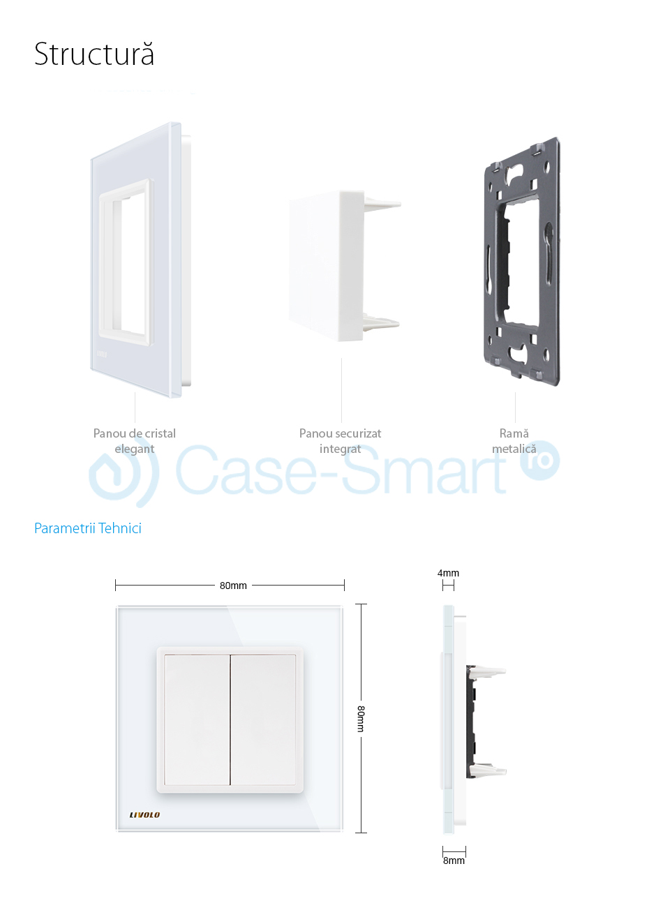 Priza Blank Livolo cu Rame Sticlă, Albă - imagine 3