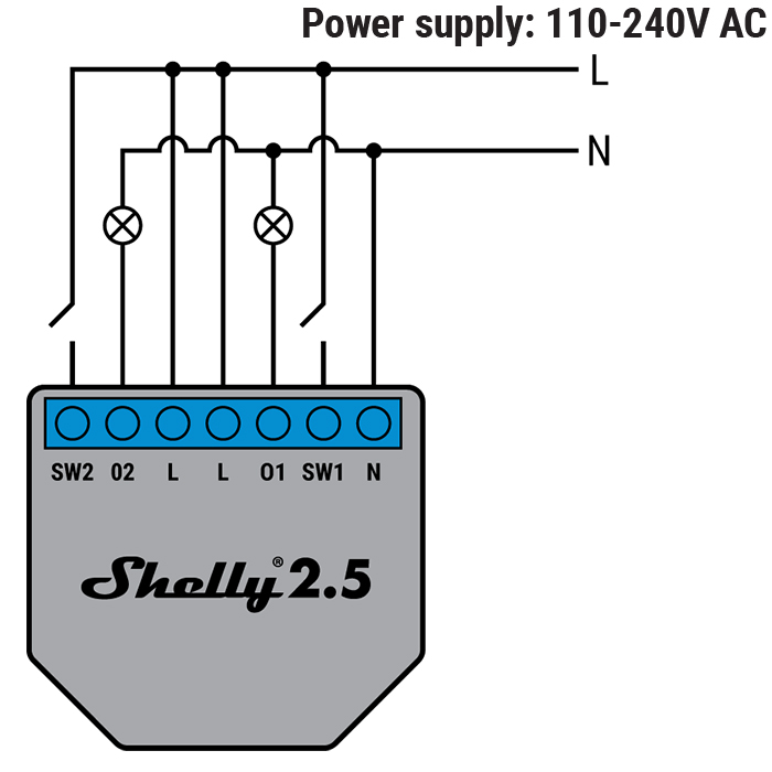 Releu Wi-Fi Shelly 2.5, Control Vocal, 20A - imagine 6