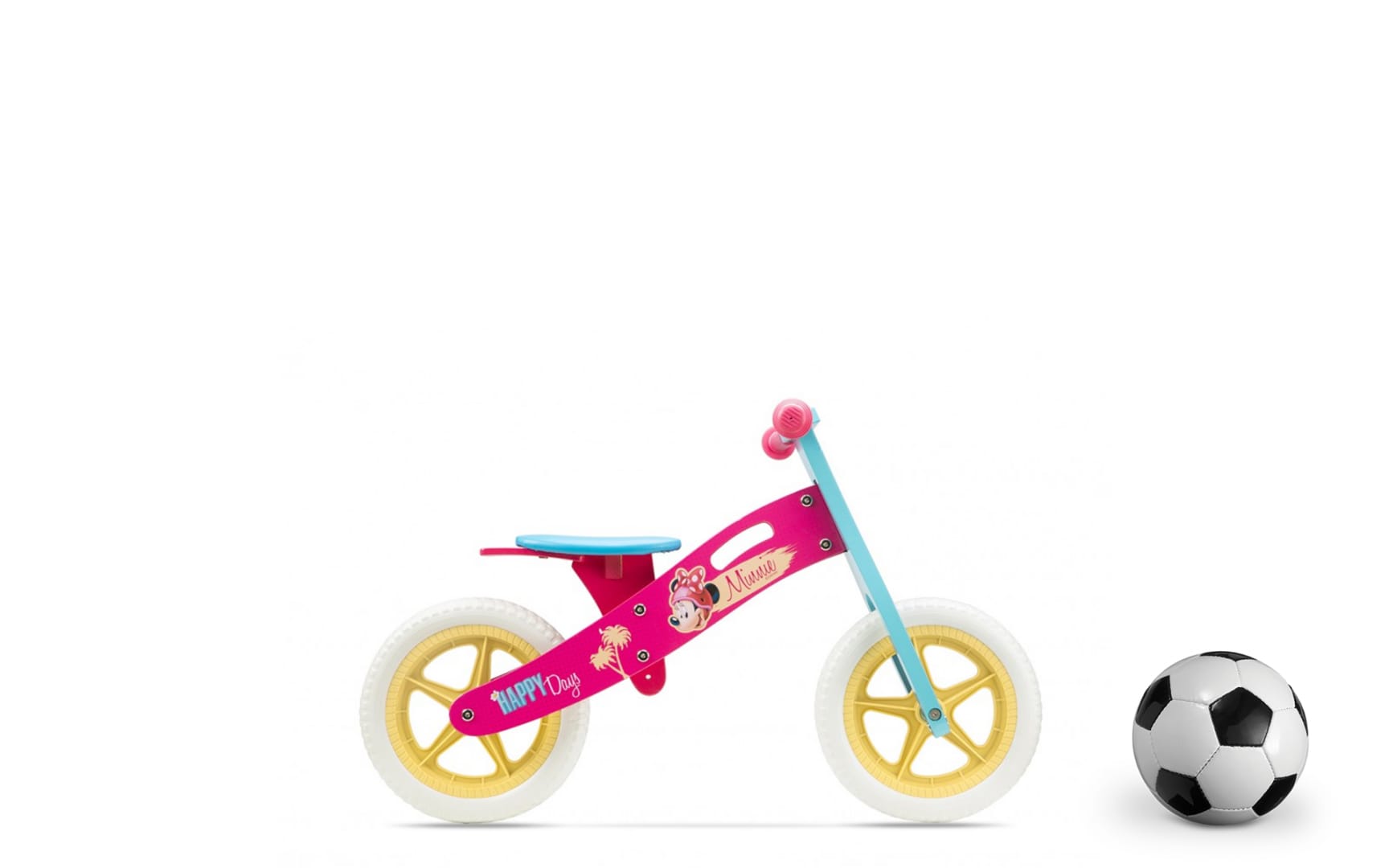 Bicicleta de Echilibru Wooden Minnie Roz 12 Inch - Disney - imagine 2