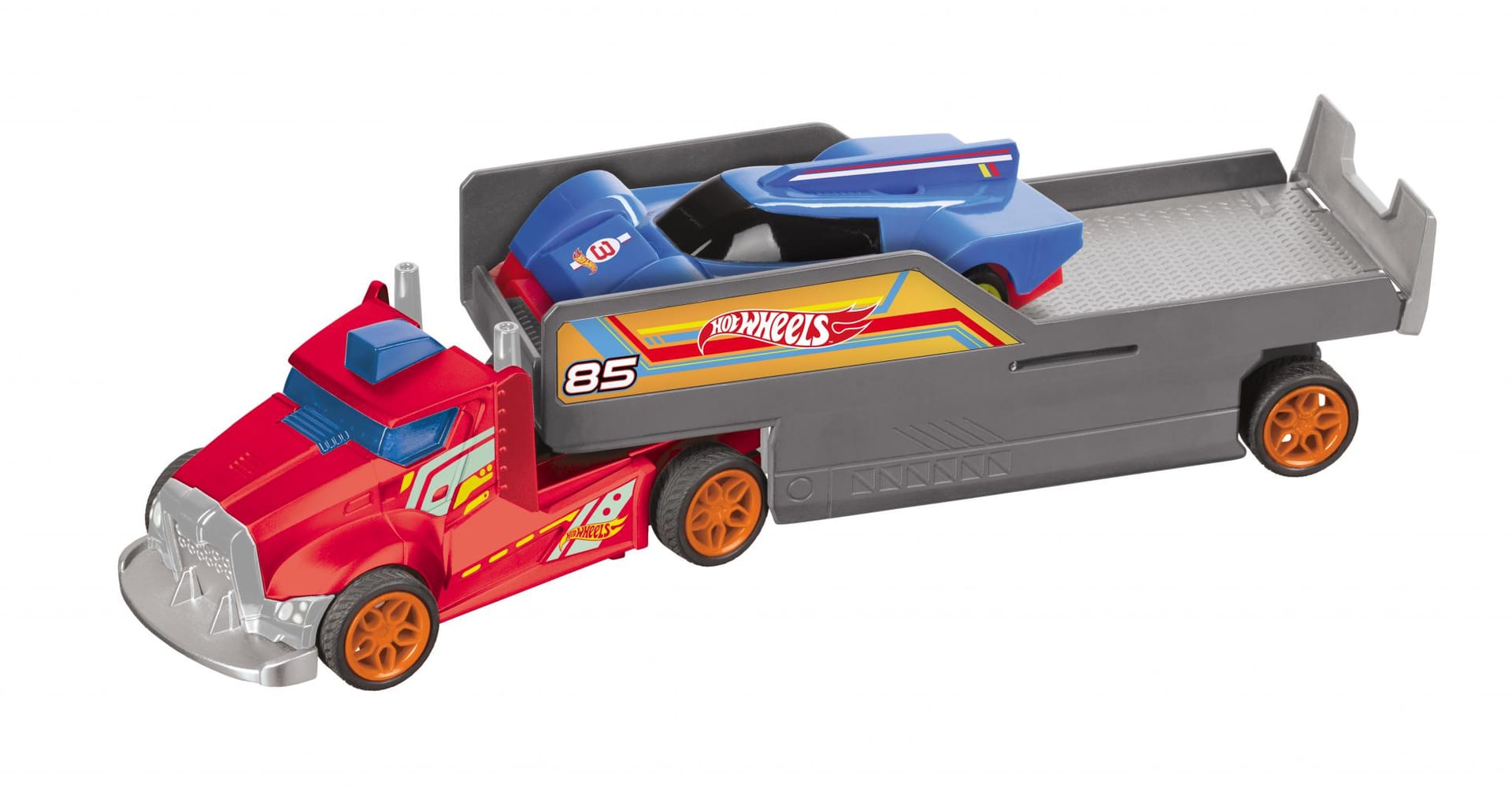Camion cu Remorca Telecomanda Hot Wheels + Masinuta Inclusa - imagine 2