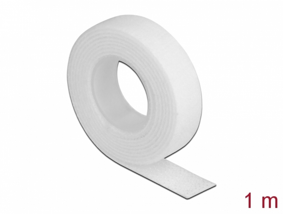 Rola Velcro Alb 1m Delock 18375 - Fixare Cabluri