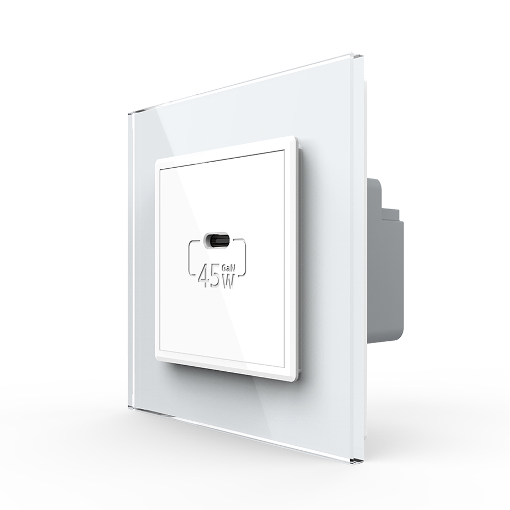 Priza USB Tip C Livolo, 45W, Rama Sticlă