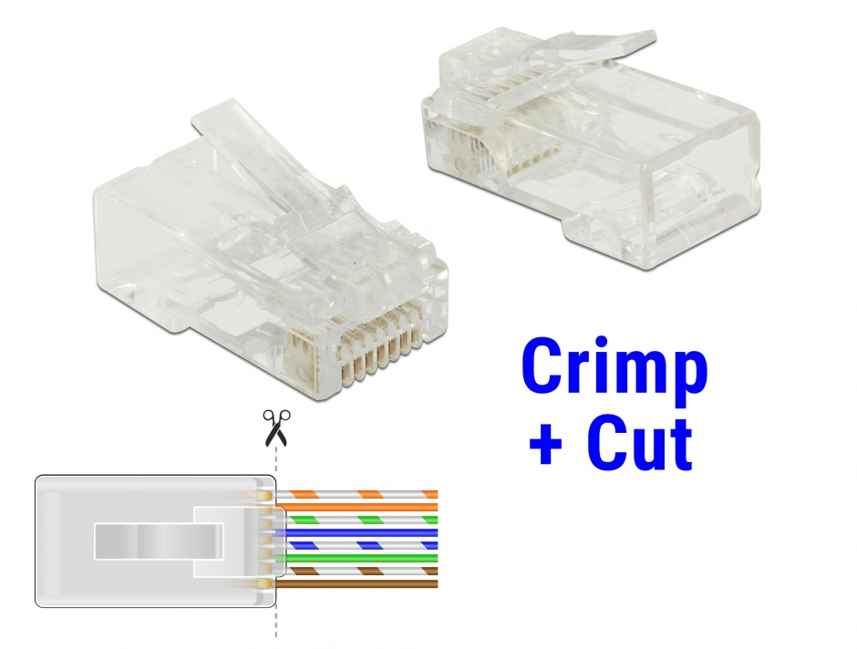 Set 20 mufe RJ45 Cat6 Delock Crimp+Cut