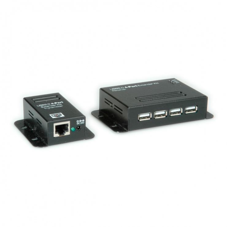 Extender USB 50m Roline cu HUB 4 Porturi
