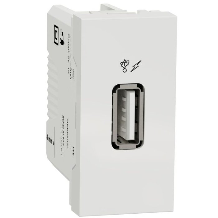 Priza USB Schneider Noua Unica, 1A, Alb - imagine 1