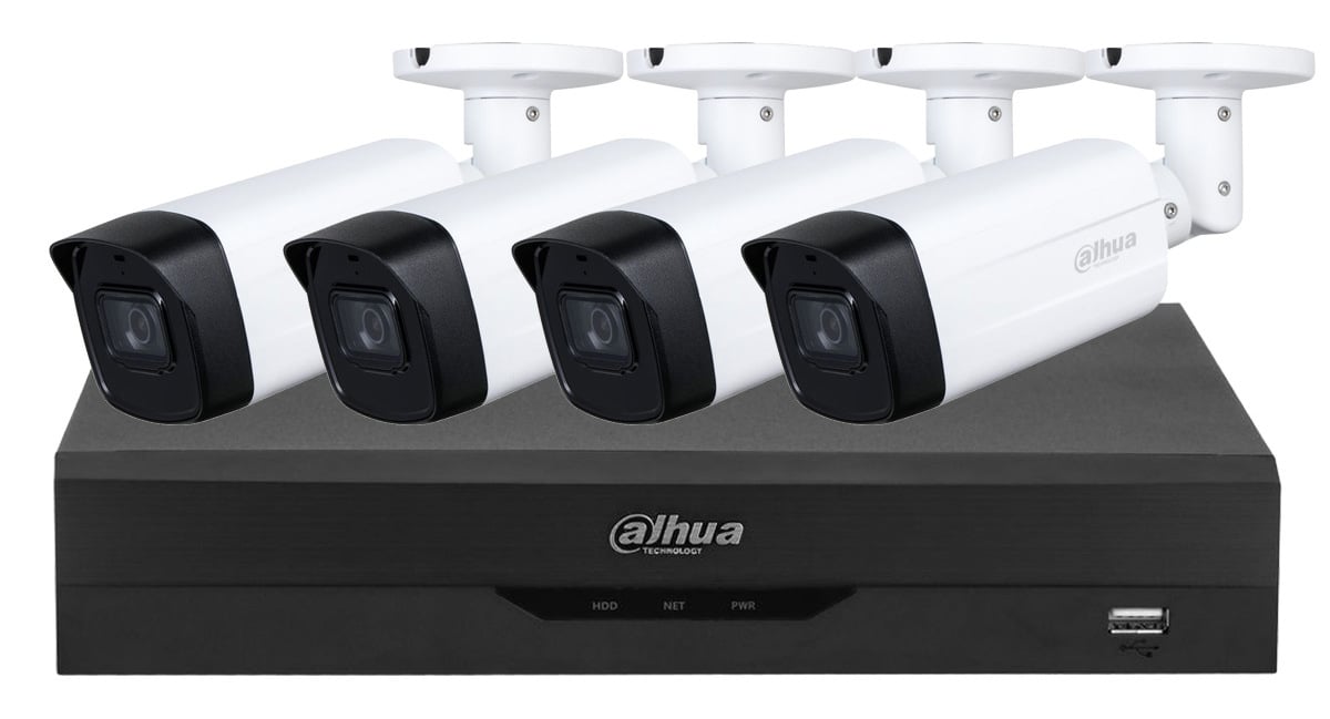 Kit supraveghere Dahua 4 camere 2MP IR 80M cu DVR AI