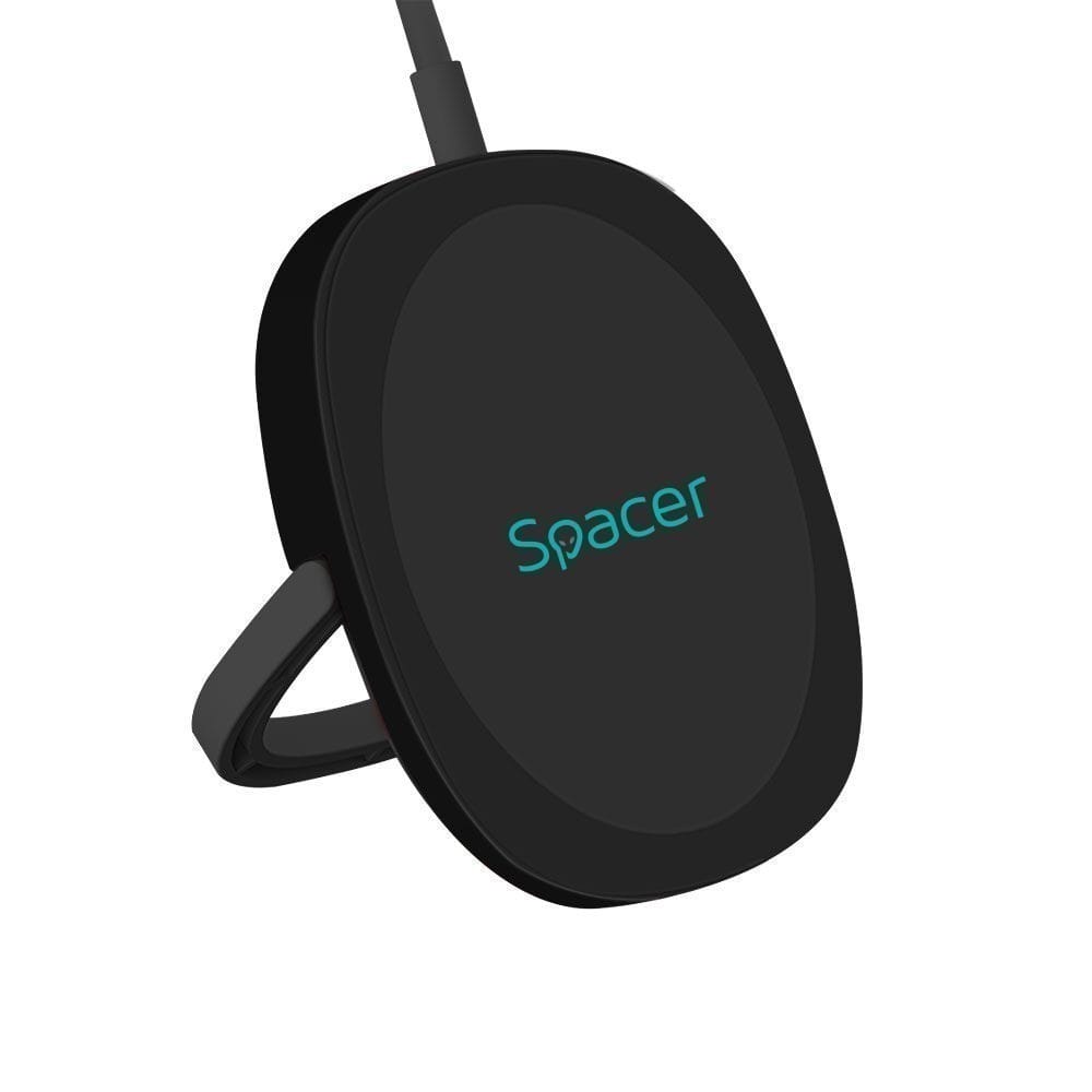 Incarcator Wireless Spacer 2in1 15W Negru - Qi Universal - imagine 2