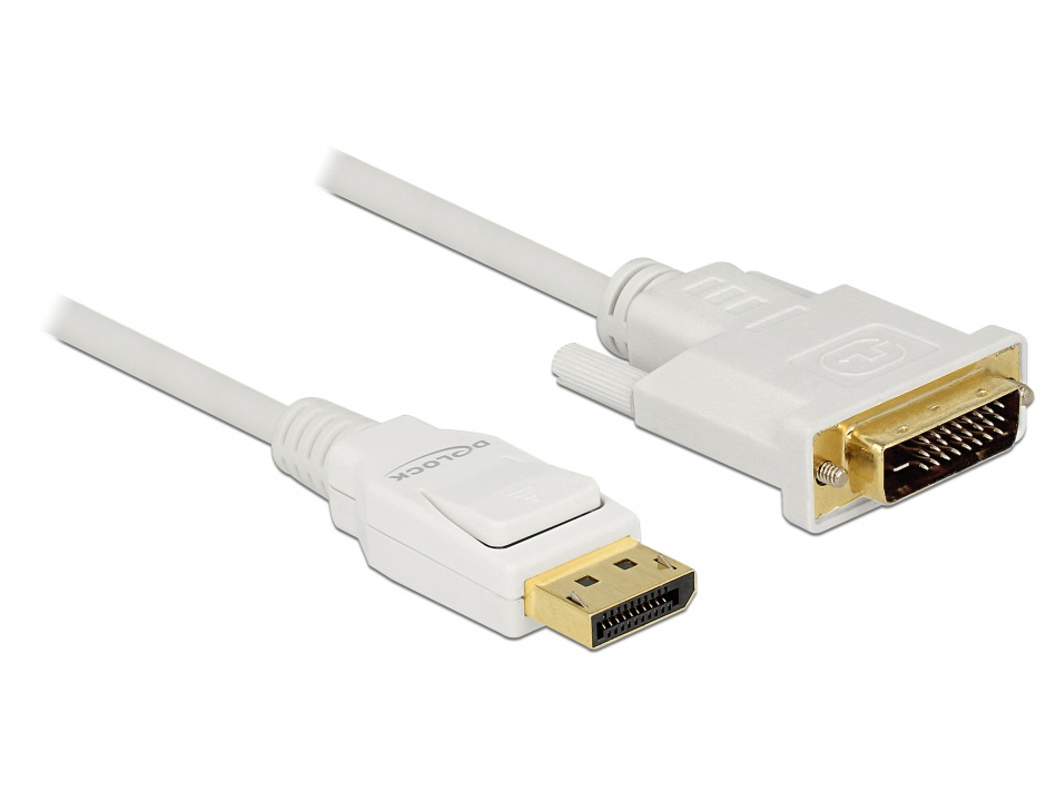 Cablu Displayport la DVI 2m Alb Delock