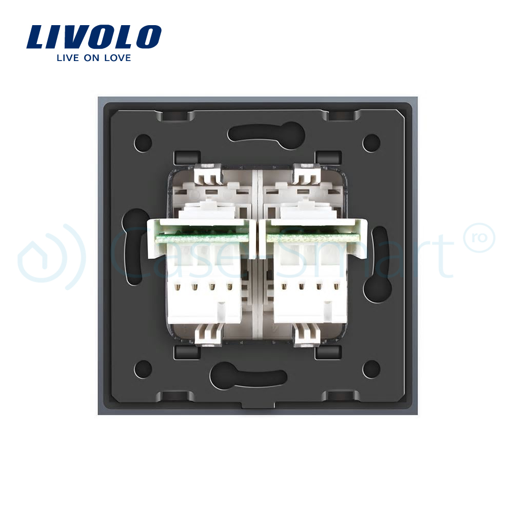 Priză Dublă Media Livolo cu Ramă Sticlă - imagine 24