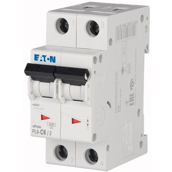 Siguranta automata 2P 6A Eaton, curba C, 6kA
