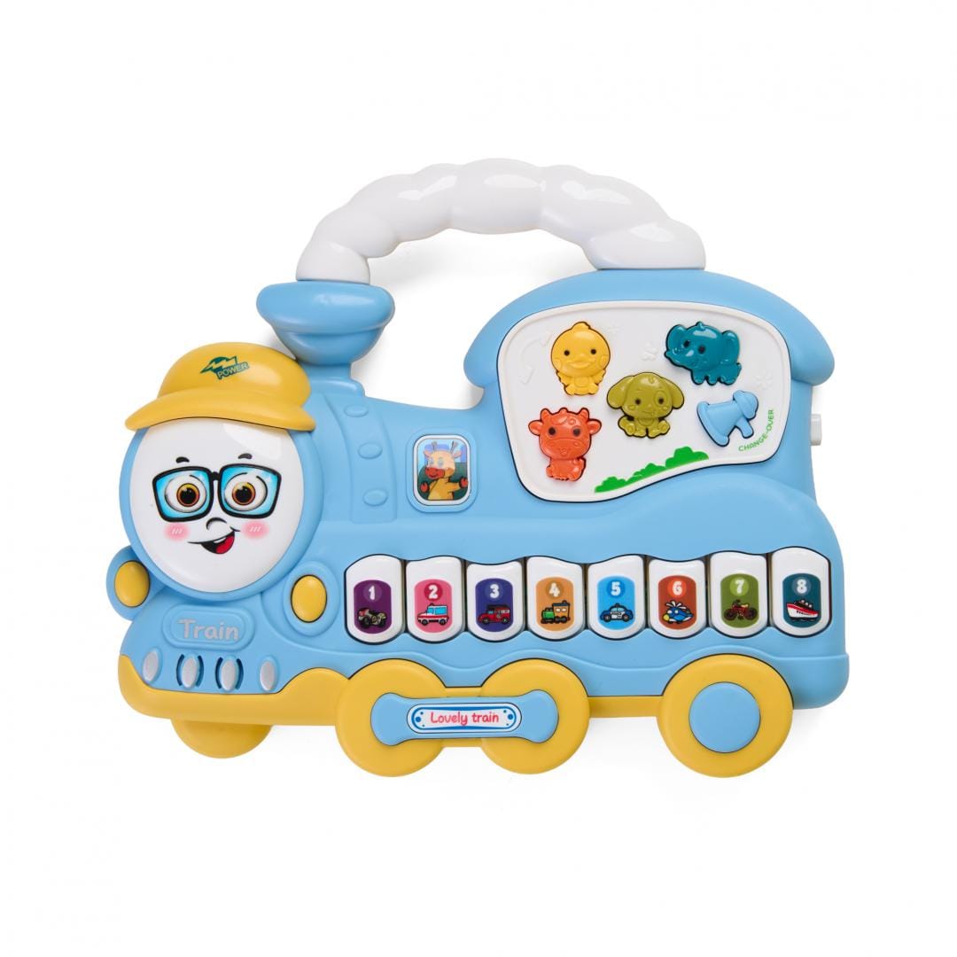 Trenulet Jucarie cu Lumini si Sunete Albastru Momki - imagine 2