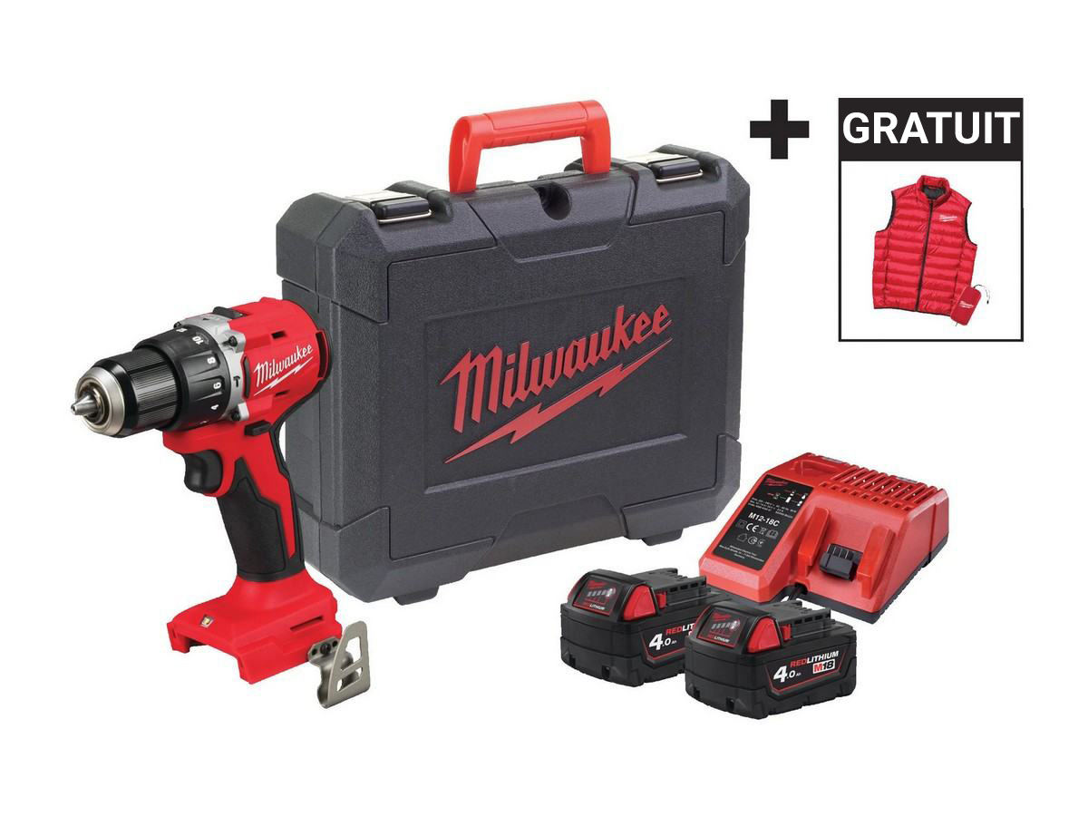 Mașină Găurit Compactă Milwaukee M18, 2x4Ah