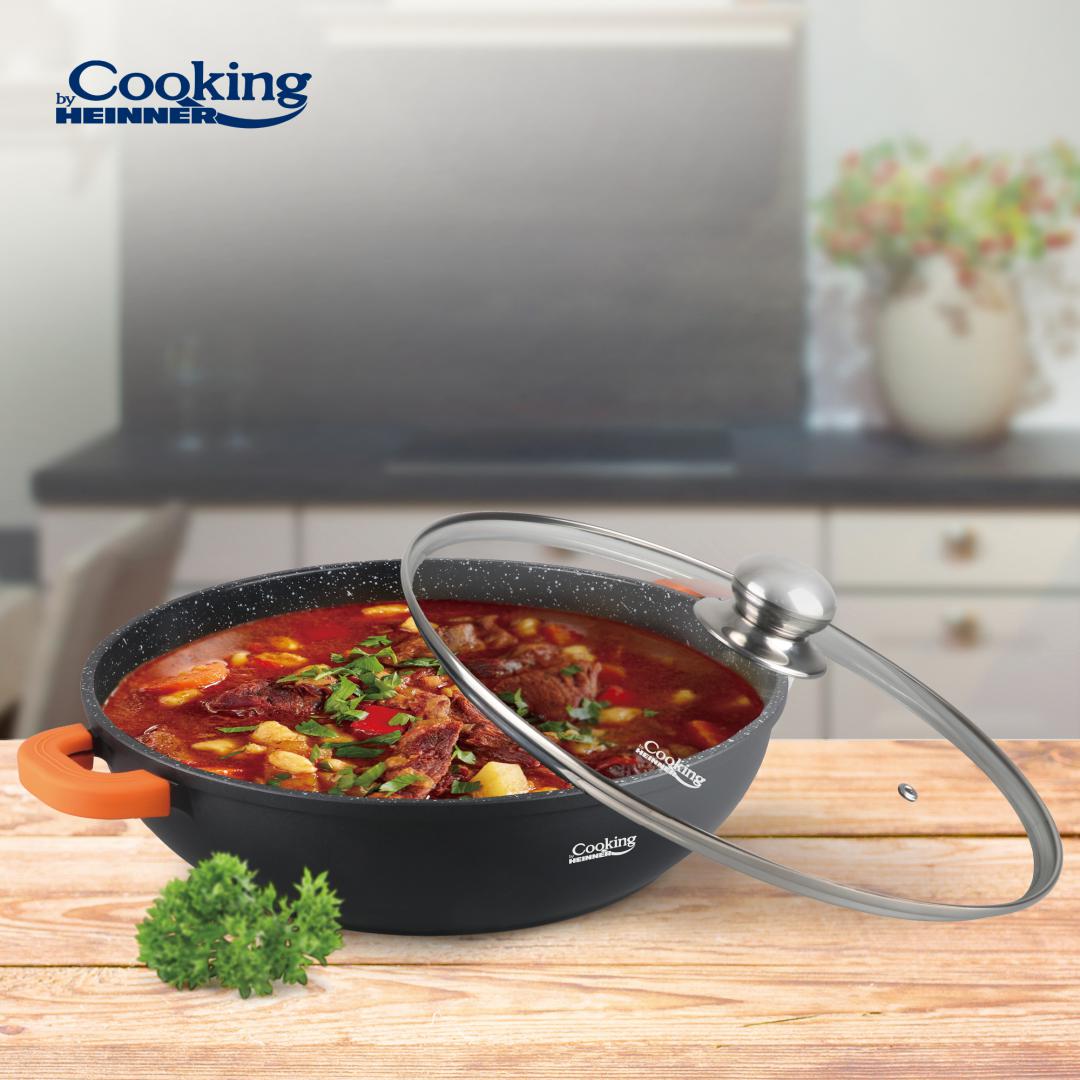 Cratiță Aluminiu 32cm 5.5L cu Capac - Heinner Dark Line - imagine 4
