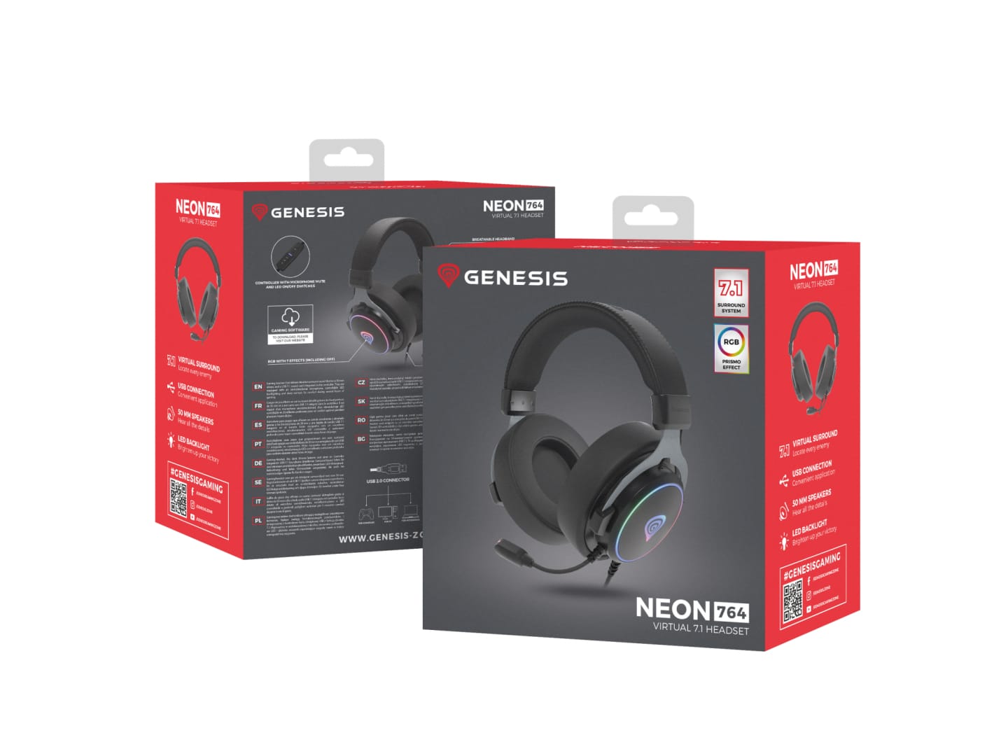 Casti Gaming Genesis Neon 764 7.1 Surround USB RGB - imagine 8