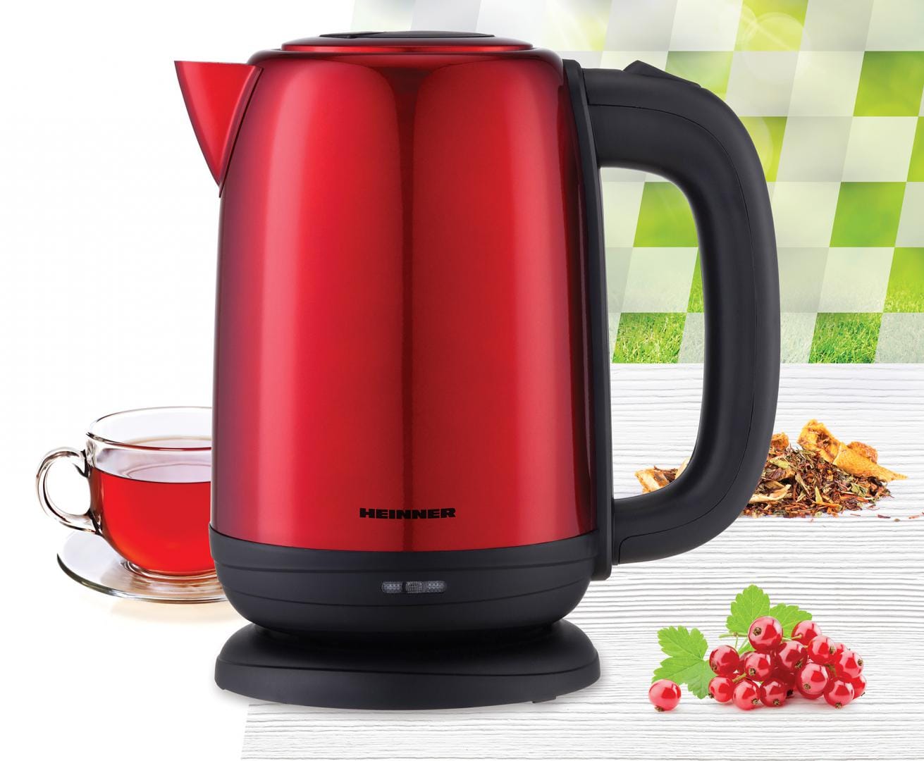 Fierbător Electric Heinner 1.7L 2200W Inox Roșu - imagine 4