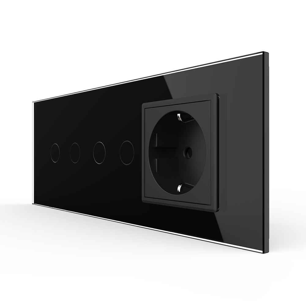 Intrerupator Dublu + Dublu + Priza LIVOLO, Sticla - imagine 5