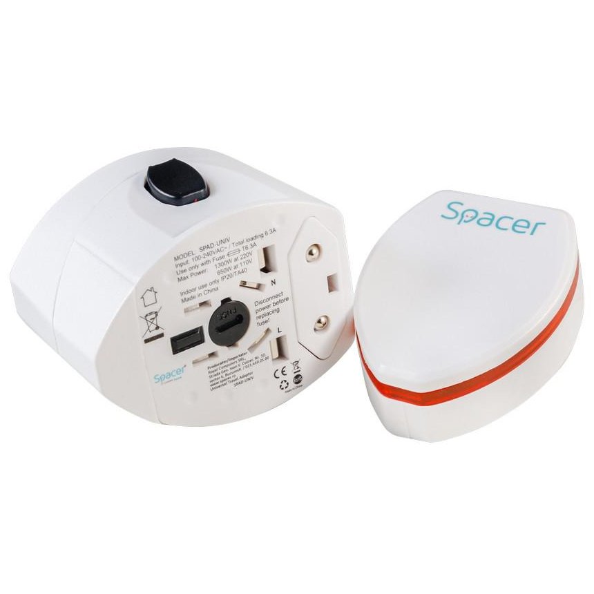 Adaptor Universal Spacer cu USB, 150 Țări