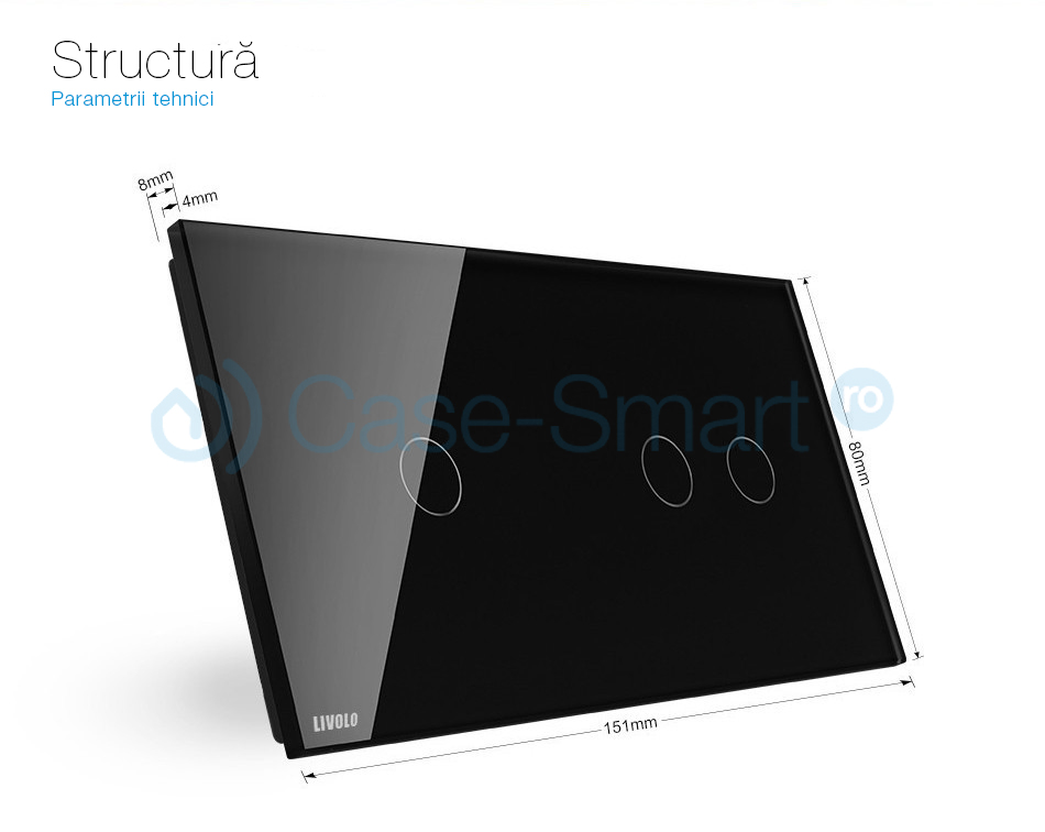 Panou Touch Livolo Sticlă Intrerupător Simplu+Dublu - imagine 6