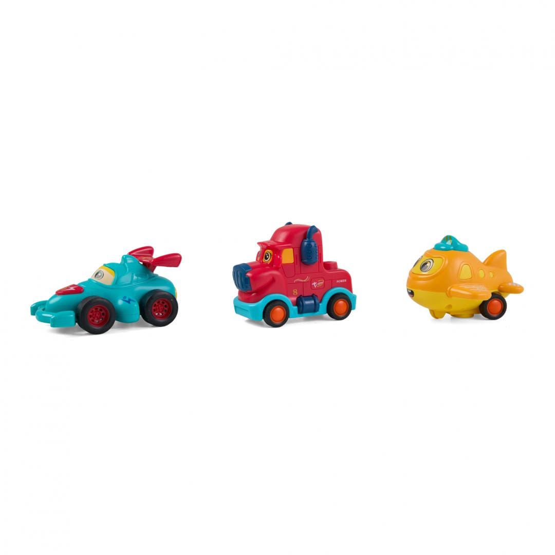 Set 3 Vehicule Inertie Momki - Camion, Masina Curse, Avion - imagine 3