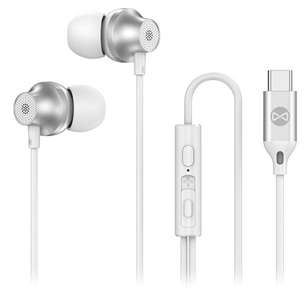 Cască stereo Forever cu mufă USB-C, alb, microfon