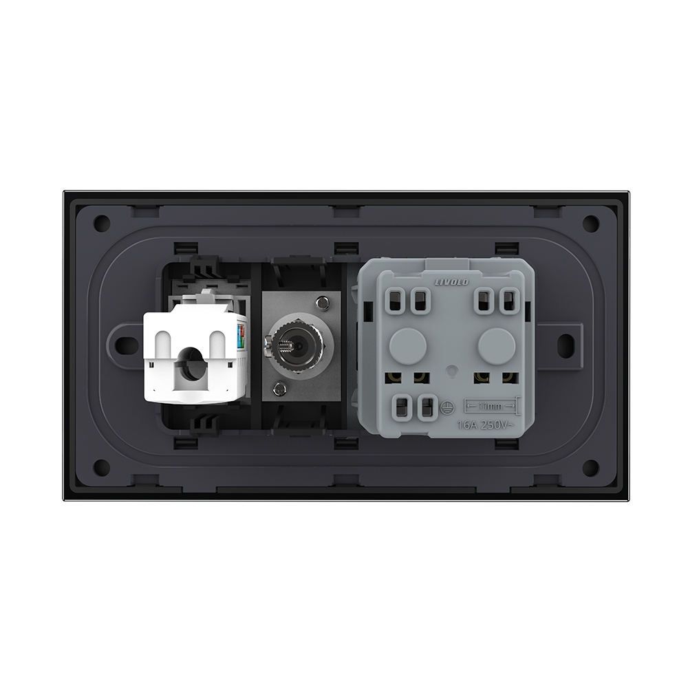 Priza Dubla Livolo Sticla: Schuko, TV, Internet - imagine 7