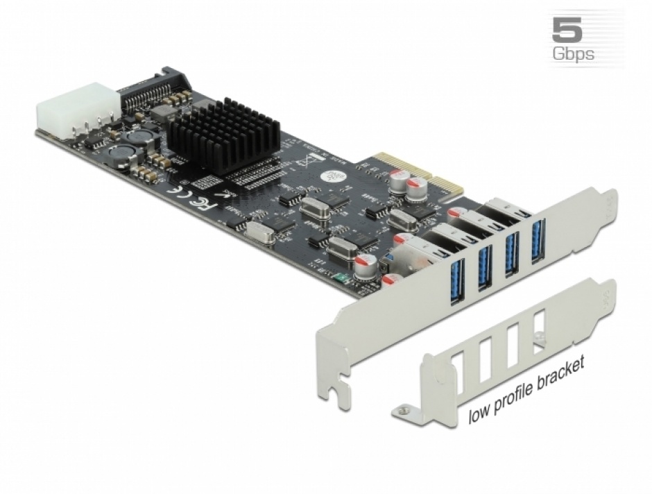 Placă PCI Express Delock 4x USB 3.2 Gen 1