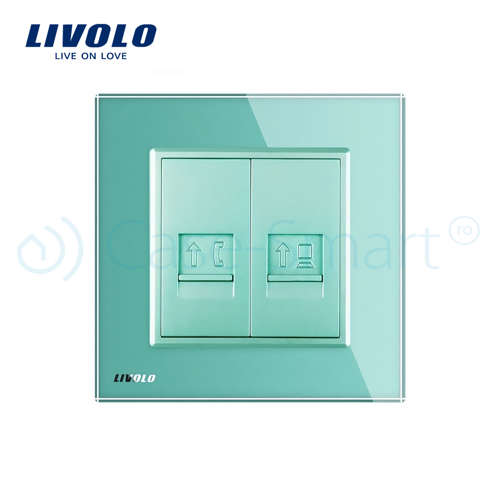 Priza Dubla Telefon+Internet Livolo Sticla - imagine 10