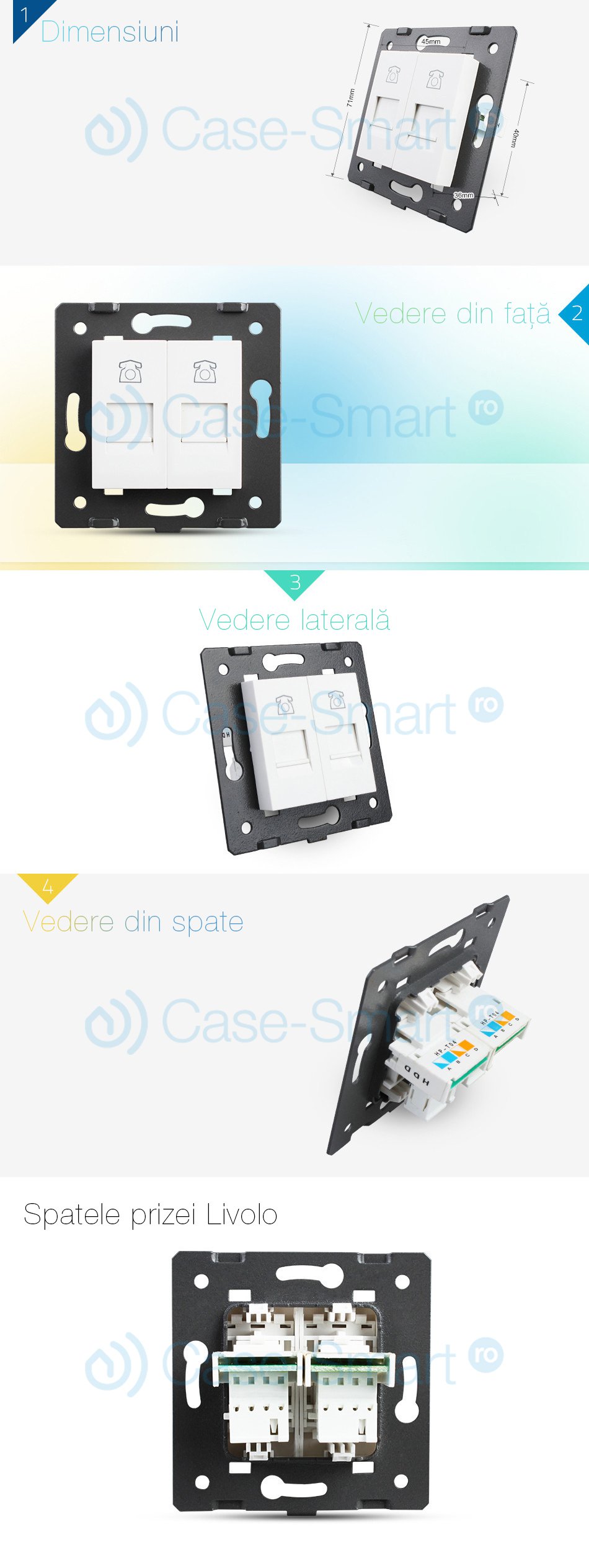 Priză Dublă Telefon Livolo, Touch, Panou Sticlă - imagine 2