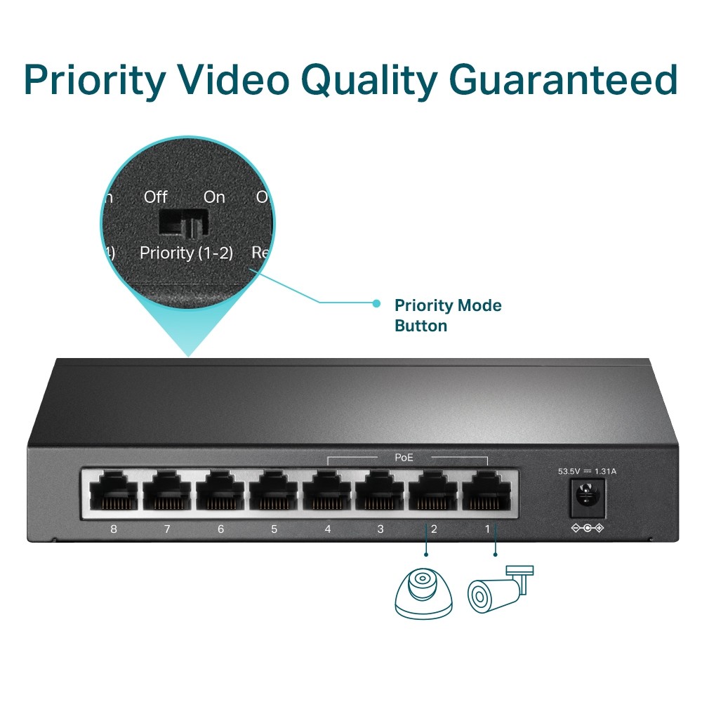 Switch TP-LINK TL-SF1008P 8 Porturi 10/100 Mbps cu PoE - imagine 8