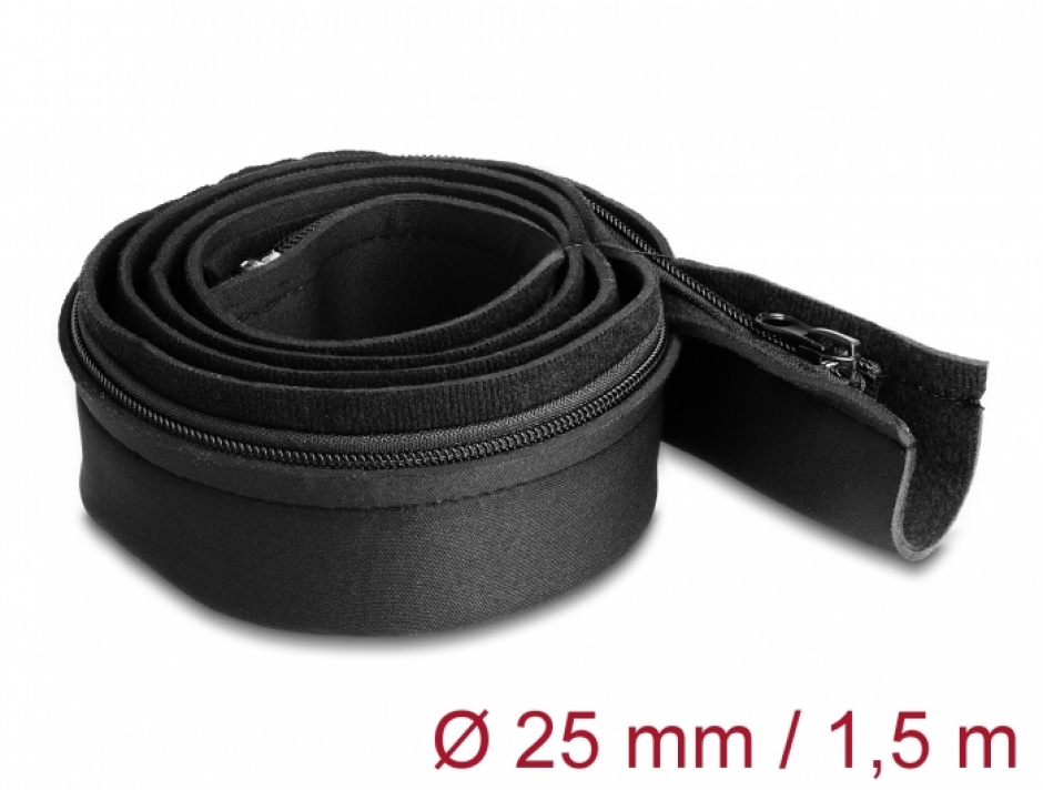 Plasa cabluri cu fermoar 1.5m Delock Negru