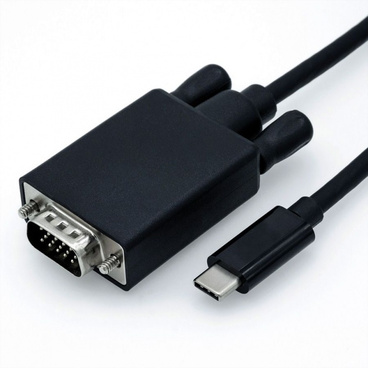 Cablu USB-C la VGA Roline 1m, Negru