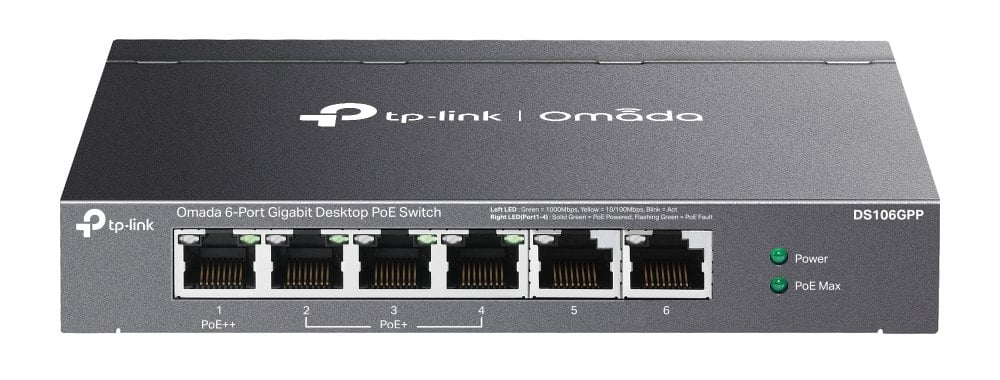 Switch PoE TP-Link DS106GPP, 6 Porturi, 64W Total