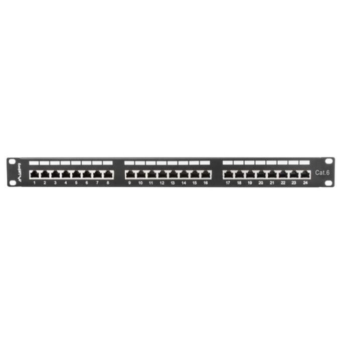 Patch panel 24 porturi 1U 19" Cat.6 FTP cu organizator cabluri, ecranat, negru, PPS6-1024-B