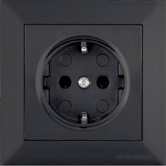 Priza Simplă Mutlusan Candela, 1P, 16A, Negru Catifea