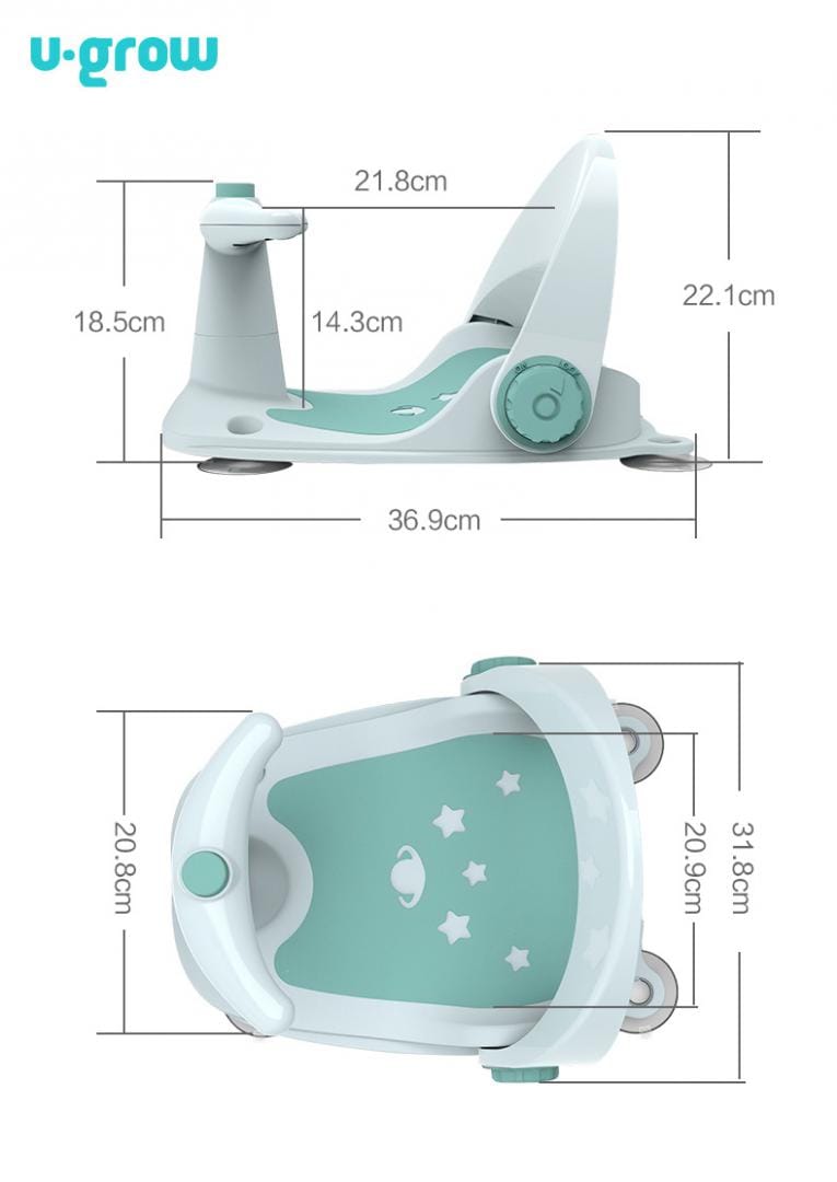 Scaun Baie Bebe U-GROW cu Ghidon și Scaun Reglabil - Verde - imagine 9